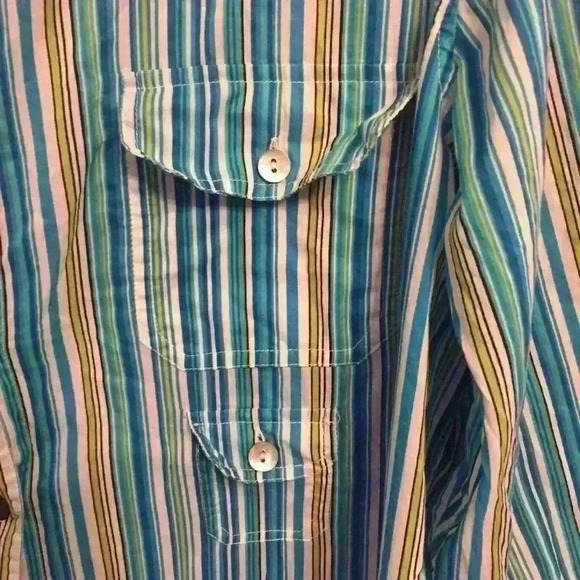 Chico’s striped 3/4 sleeve button down shirt women’s - Picture 4 of 5